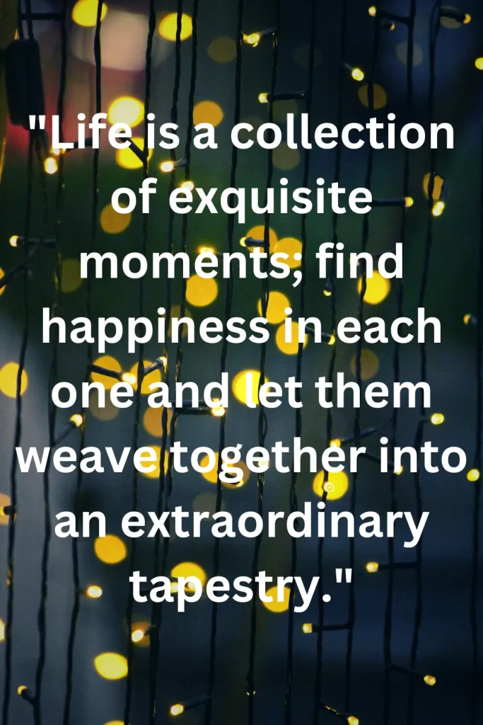 Life is a collection of exquisite moments; find happiness in each one and let them weave together into an extraordinary tapestry.