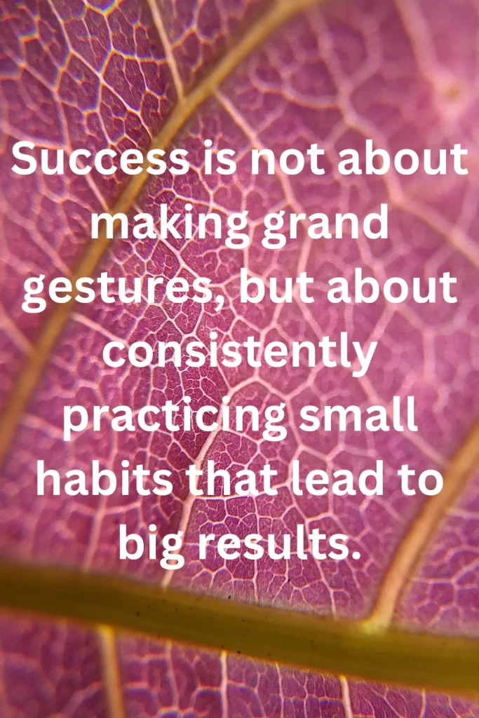 Success is not about making grand gestures, but about consistently practicing small habits that lead to big results.