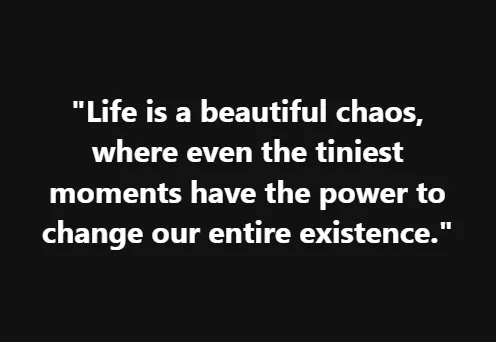 Life is a beautiful chaos, where even the tiniest moments have the power to change our entire existence.