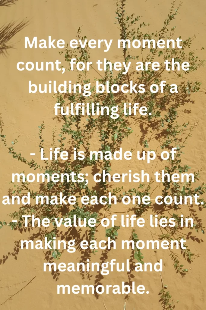 Make every moment count, for they are the building blocks of a fulfilling life.