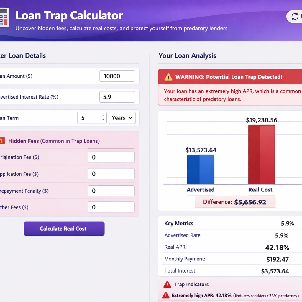 Loan Calculator Uncover hidden fees, calculate real costs, and protect yourself from predatory lenders